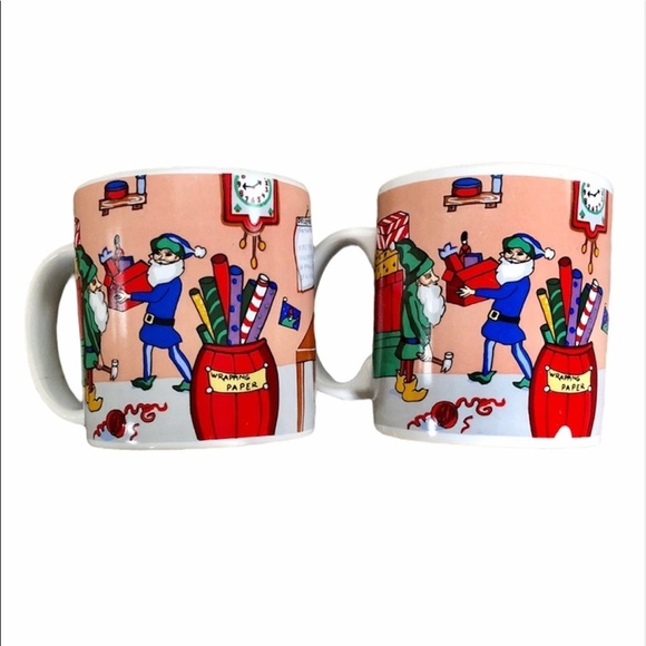 Sue Zipkin Holiday Wrapping Paper Coffee Mug Set. - Picture 2 of 10